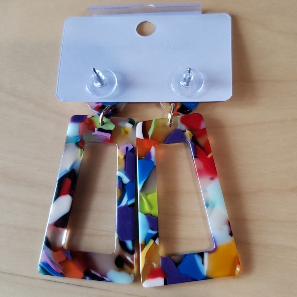 2 for $15 Geometric long Square earrings - Picture 3 of 5